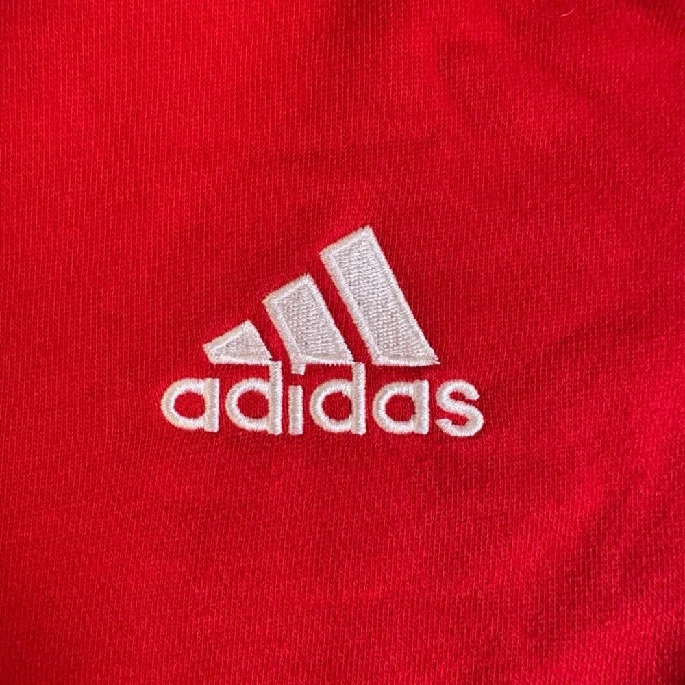 Adidas Mens Climalite Hoodie Red White Logo Pullover Sweatshirt Medium RN 88387